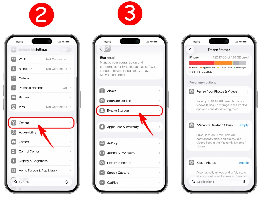 دليل خطوة بخطوة: شلون تدخل قسم iPhone Storage في الآيفون عشان تعرف شكثر مساحة الآيفون ممتلئة