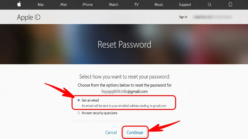 تغيير باسوورد Apple ID المنسي عن طريق الإيميل