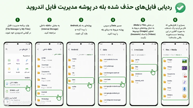 آموزش تصویری ۶ مرحله‌ای ردیابی و پیدا کردن فایل‌های حذف شده بله در پوشه مدیریت فایل (File Manager) اندروید