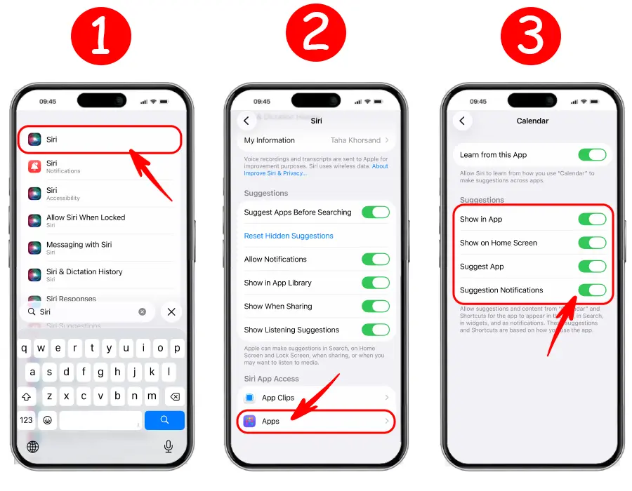 پنهان کردن برنامه ای آیفون با استفاده از siri تنظیمات