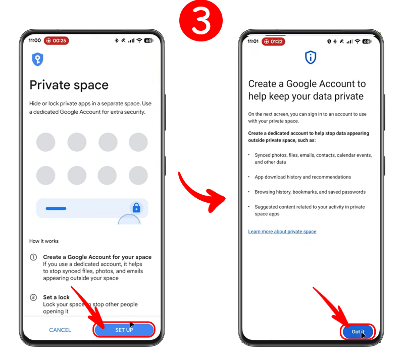 مراحل ساخت اکانت گوگل مجزا در فرآیند راه اندازی Private Space اندروید