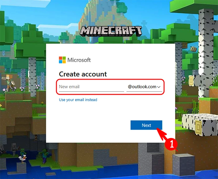 مرحله اول ساخت ایمیل اوت لوک (Outlook) متعلق به مایکروسافت بدون نیاز به تاییدیه موبایل
