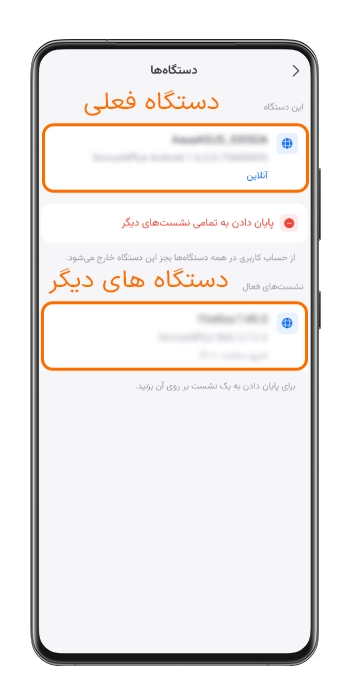 مشاهده نسشت فعلی و دستگاه های متصل به سروش در بخش نشست های فعال