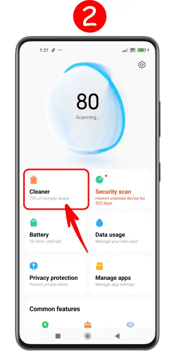 اختيار خيار المنظف (Cleaner) لتنظيف الذاكرة المخبأة