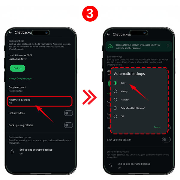 پشتیبانی گیری خودکار واتساپ