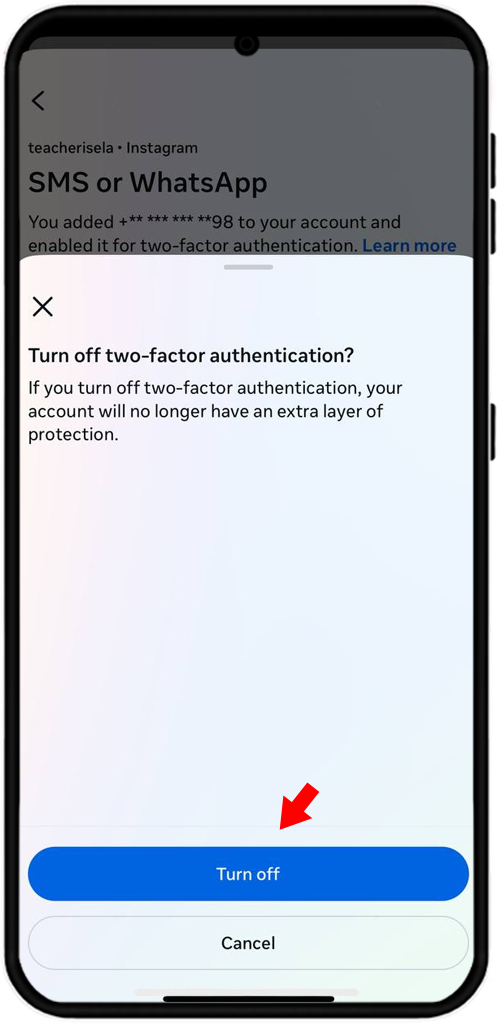 turn off instagram 2fa
