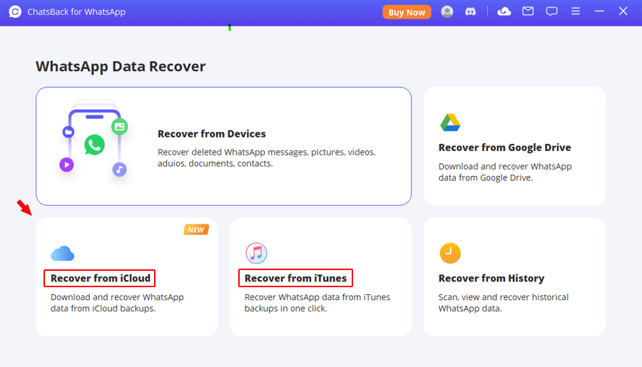 خطوات تحميل برنامج استرجاع رسائل الواتس اب على الماك واختيار النسخ الاحتياطي