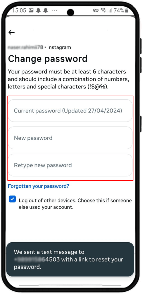 choose new password