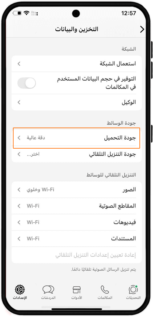 ضبط إعدادات التحميل الأتوماتيكي في الآيفون