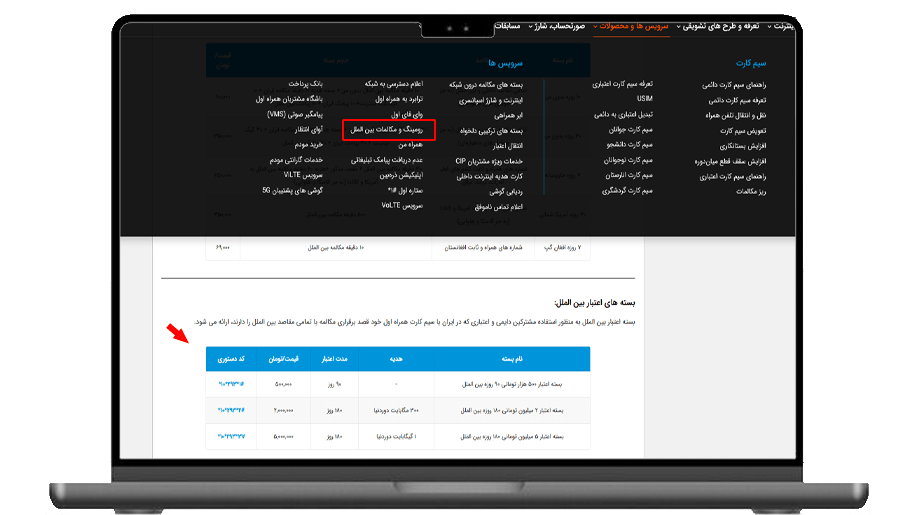 خریدن بسته رومینگ همراه اول برای خود