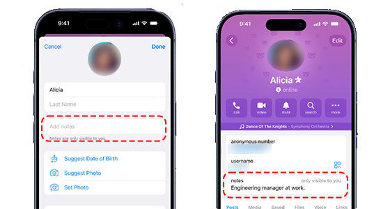 یاداشت برای مخاطبین تلگرام