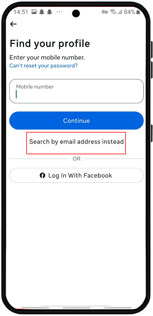 search by email address instead