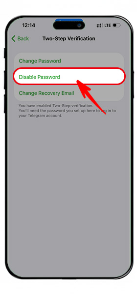 Eliminar verificación en dos pasos de Telegram