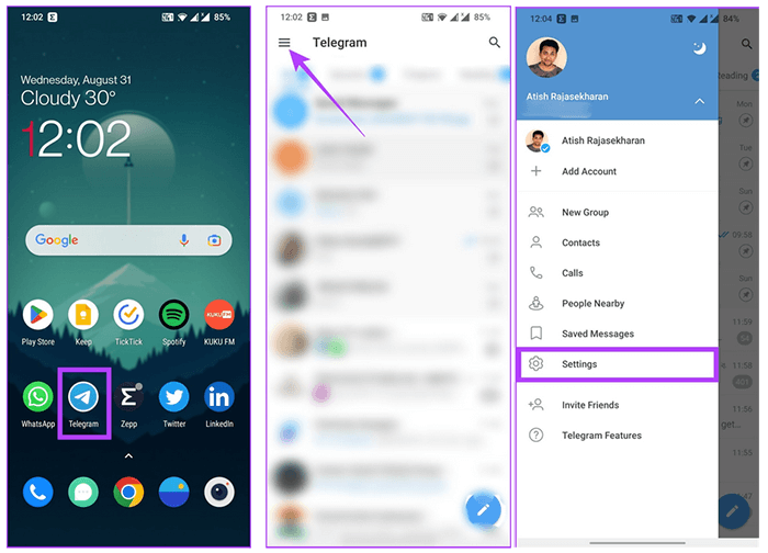 Eliminar todos los contactos de Telegram en Android