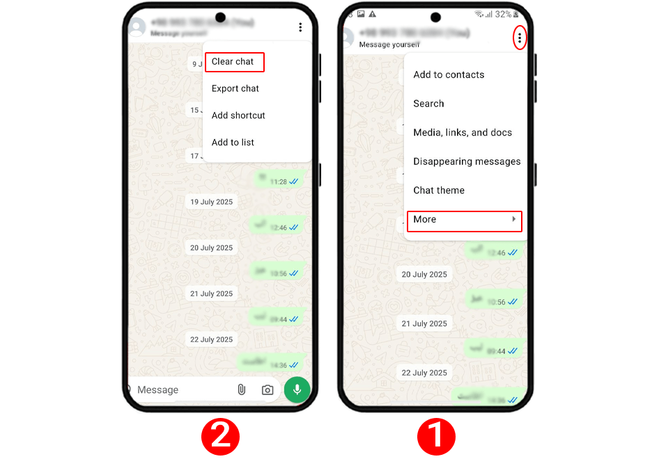 کلیر چت واتساپ اندروید