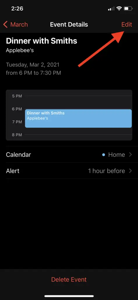 نحوه ویرایش یک رویداد در کلندر آیفون