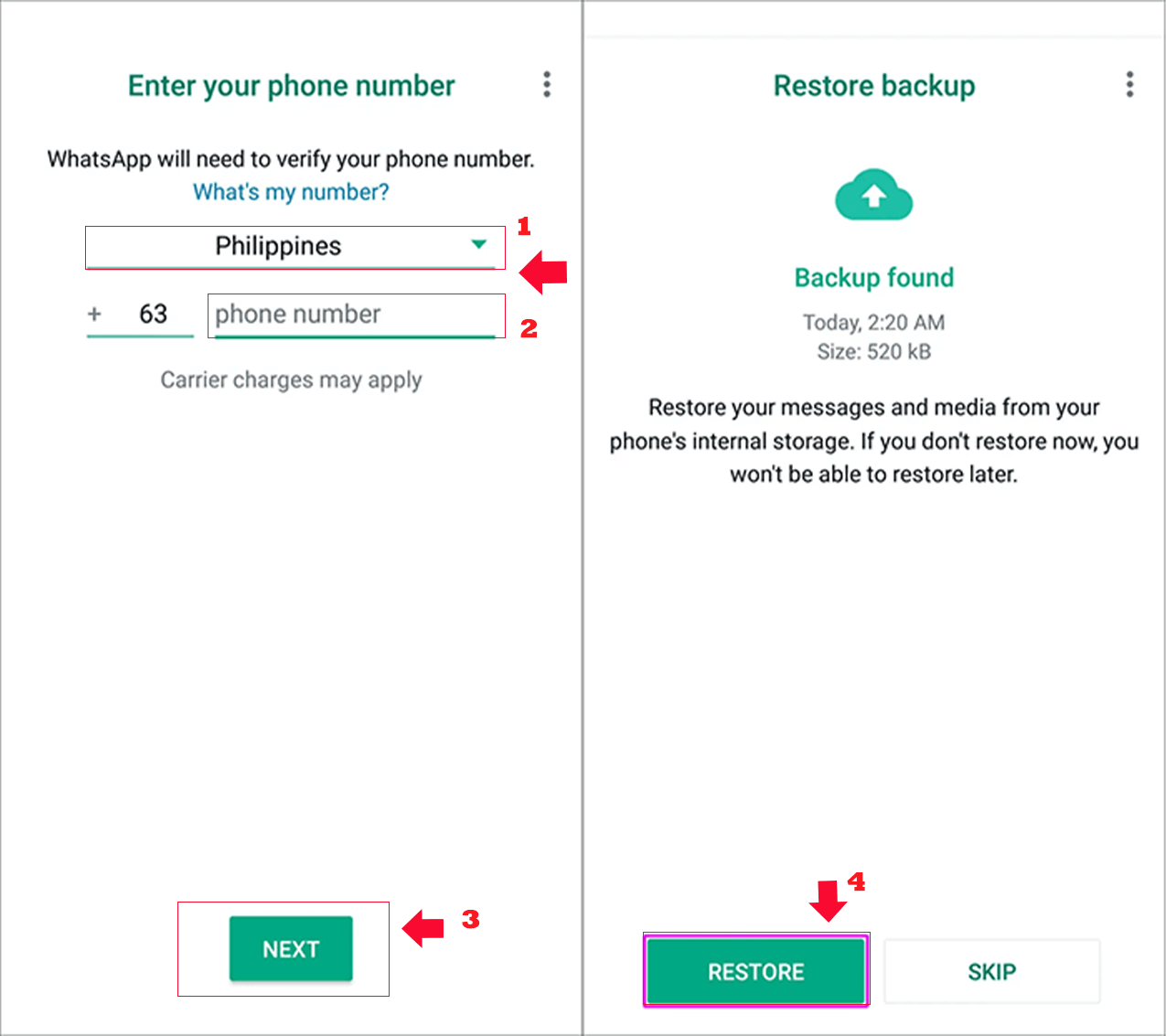 ریست کردن بک آپ واتساپ