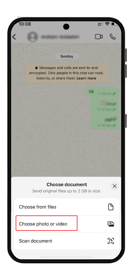 اشتراک گذاری عکس بدون افت کیفیت در واتساپ آیفون به‌ صورت Document