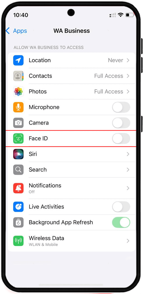 lock whatsapp chat with faceid