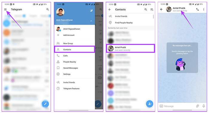 Eliminar contactos de Telegram en Android
