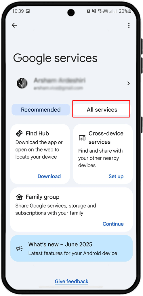click on all services