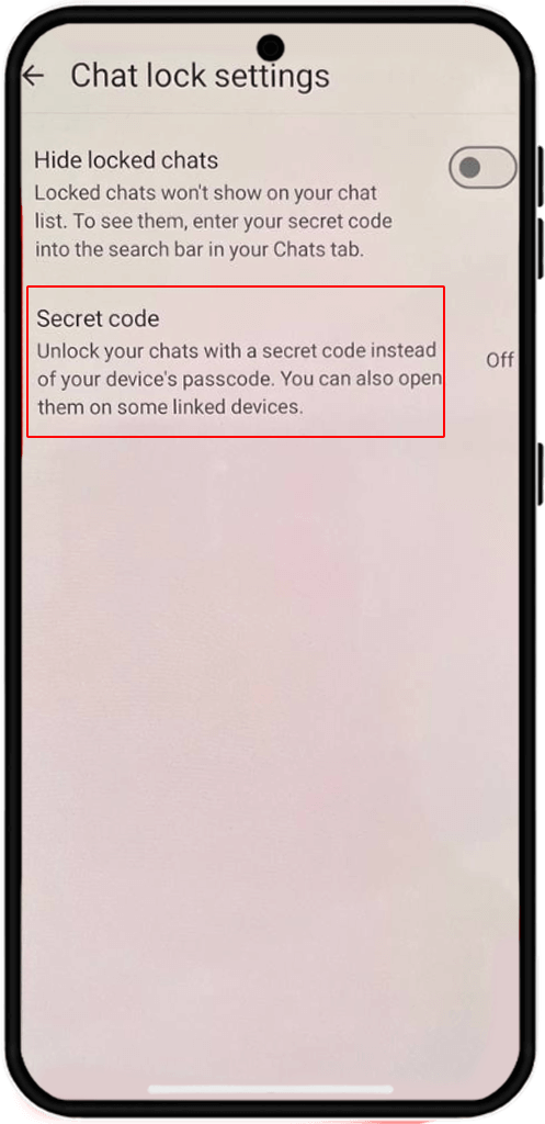 Hide whatsapp chats with a secret code android