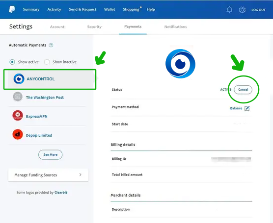 cancel paypal automatic payment
