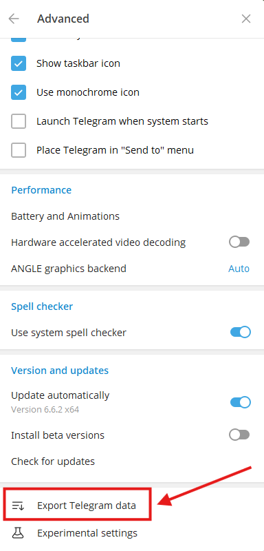 export telegram chats