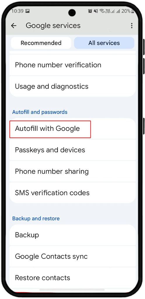 autofill with google