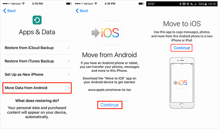 Transfiere contactos de Android a iPhone usando la aplicación Move to iOS