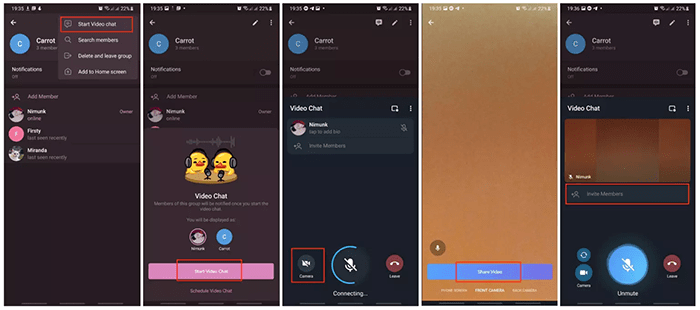 Videollamada grupal de Telegram en iPhone y Android