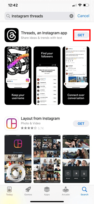descargar la tienda de aplicaciones Instagram Threads para IOS