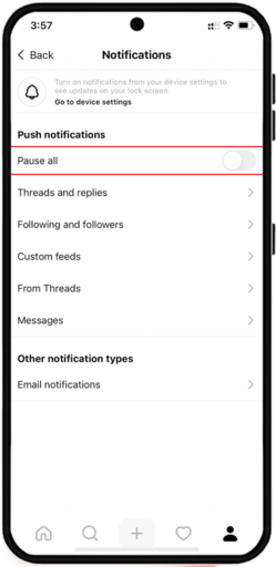 remove Threads notification from Instagram
