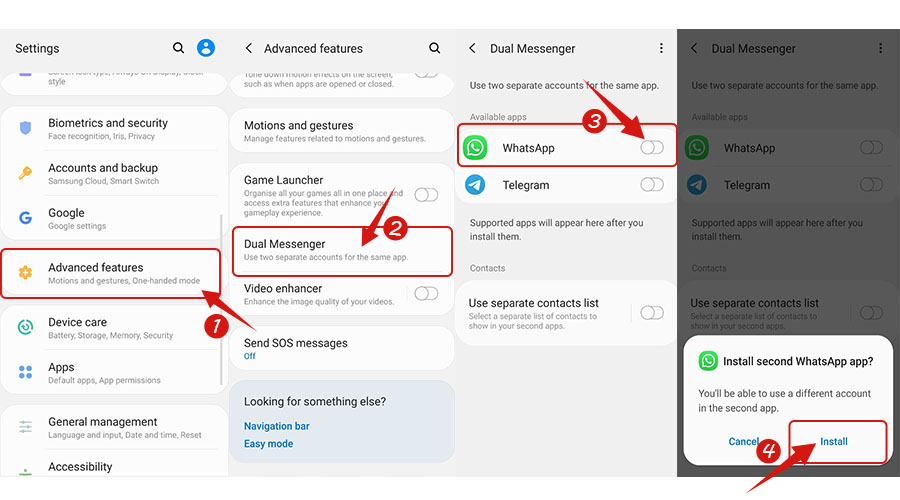 چند واتساپ در سامسونگ