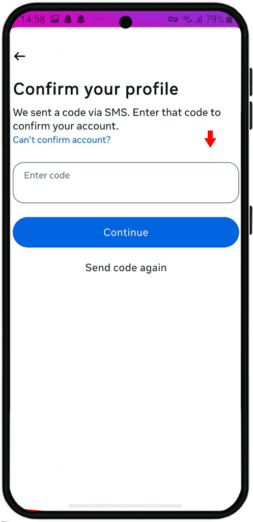 enter sms code