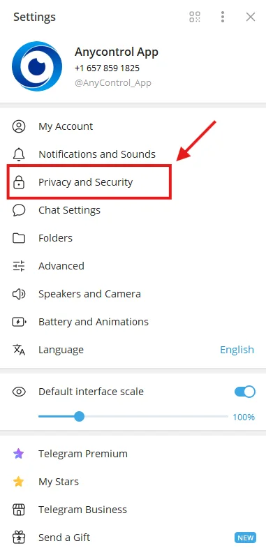 تنظیمات امنیت و حریم خصوصی