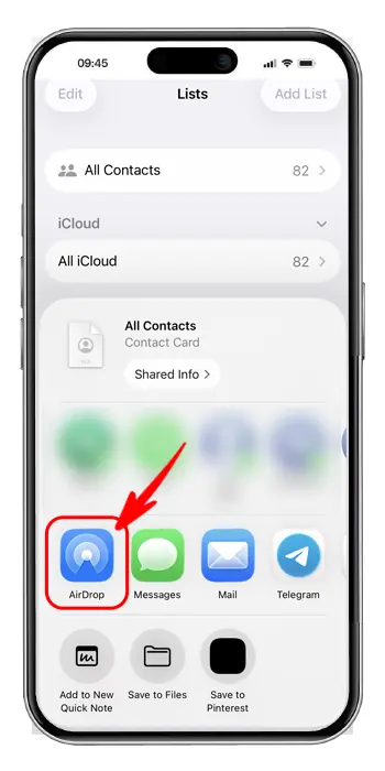 انتقال مخاطبین به گوشی جدید با استفاده از ایردراپ آیفون