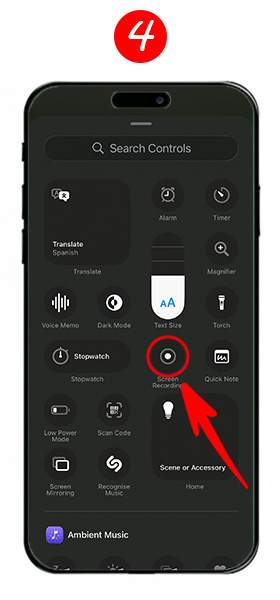 پیدا کردن و افزودن ویجت اسکرین رکورد آیفون به Control Center در آپدیت جدید