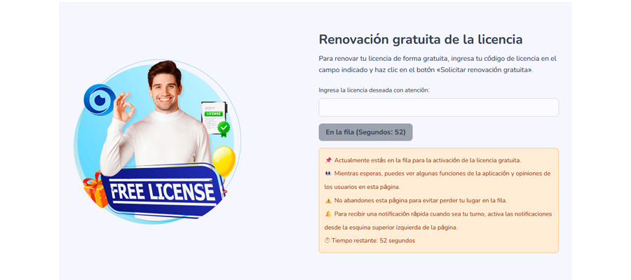 Renovación de la licencia gratuita