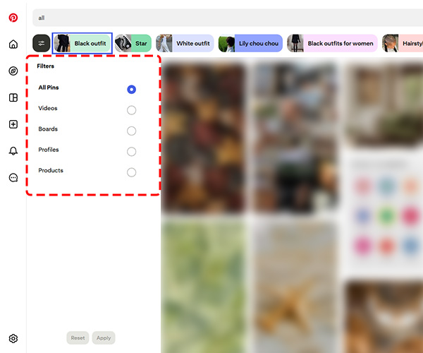 Filtros de imágenes en Pinterest