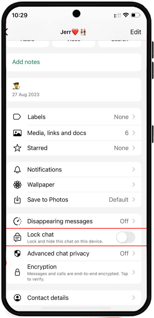 lock whatsapp chat on iphone