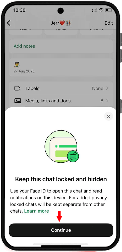 lock whatsapp chat on iphone