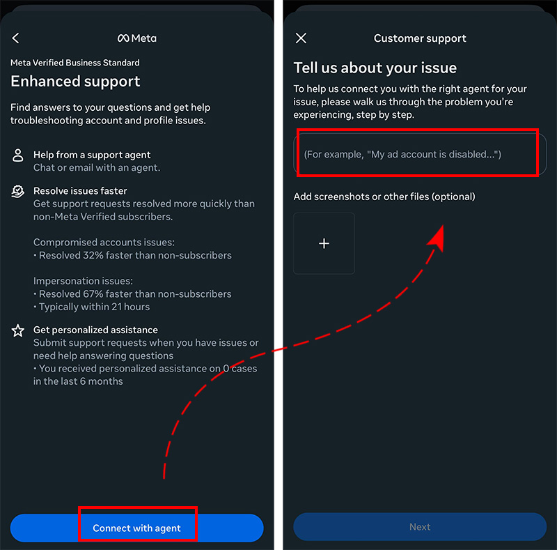talk to meta verified support