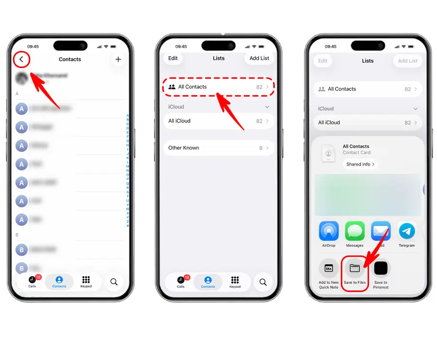 ذخیره مخاطبین به صورت فایل در آیفون برای انتقال به گوشی جدید
