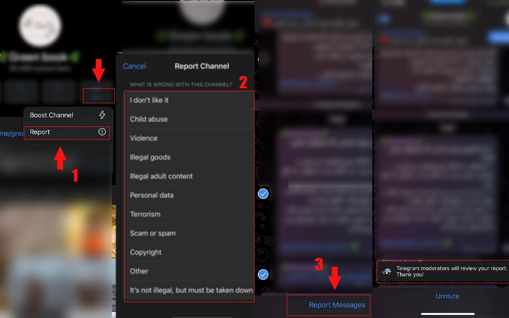 ریپورت کردن کانال-گروه در تلگرام