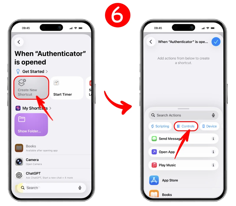 ایجاد شورتکات جدید (Create New Shortcut) برای محدودسازی دسترسی به اپلیکیشن آیفون