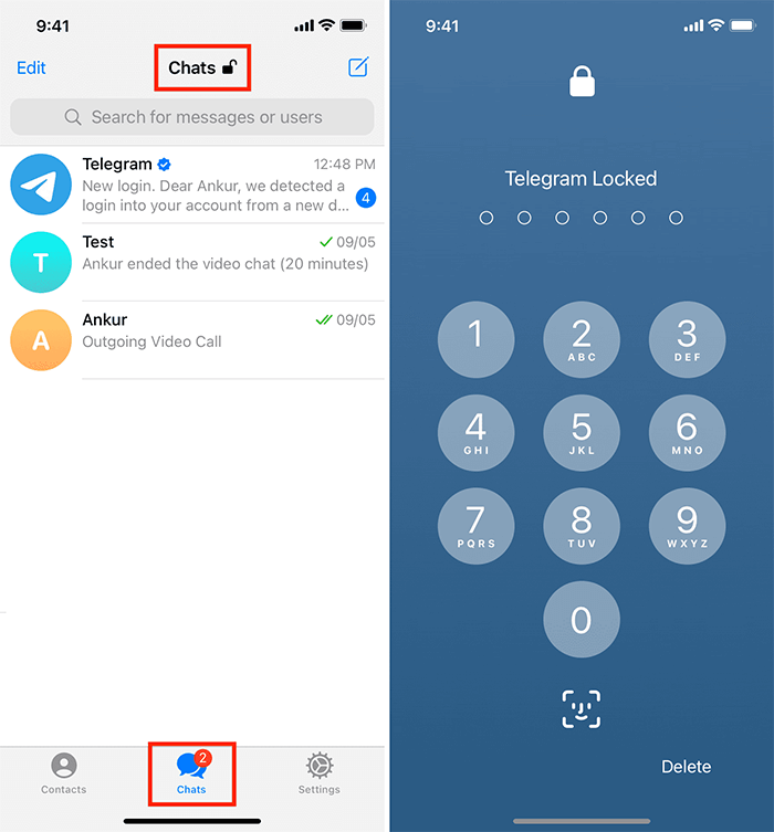 pic2 ¿Cómo poner contraseña a mi cuenta de Telegram iPhone? espanol 