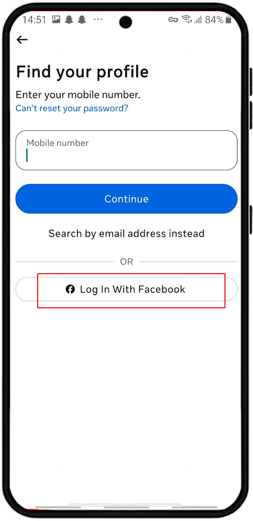 login with facebook