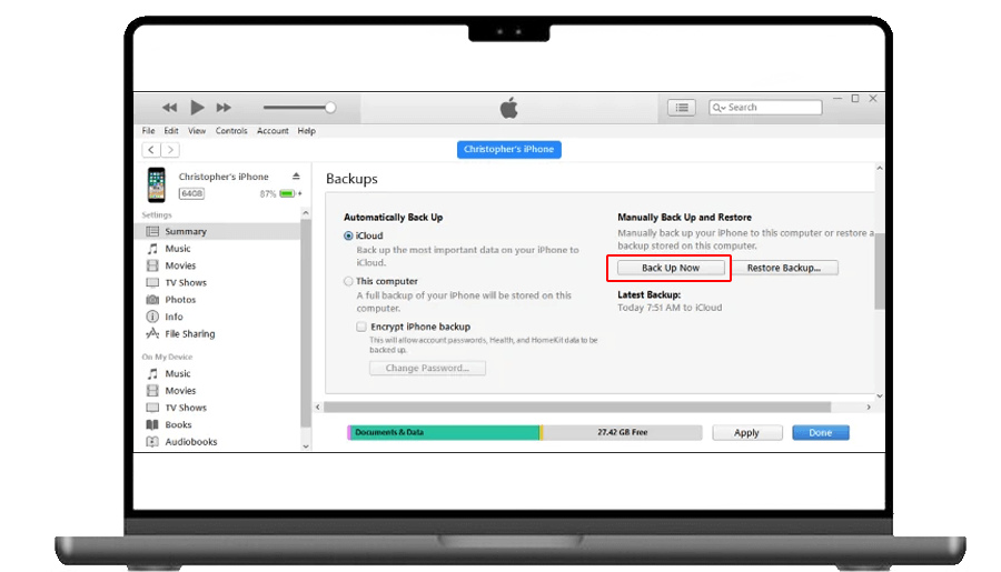 ریکاوری مخاطبین حذف شده با iTunes