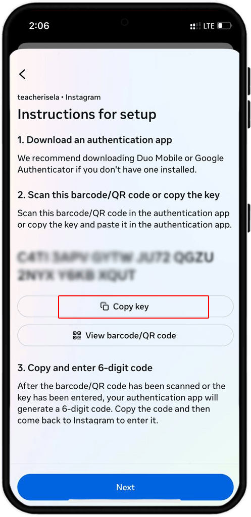  copy the key